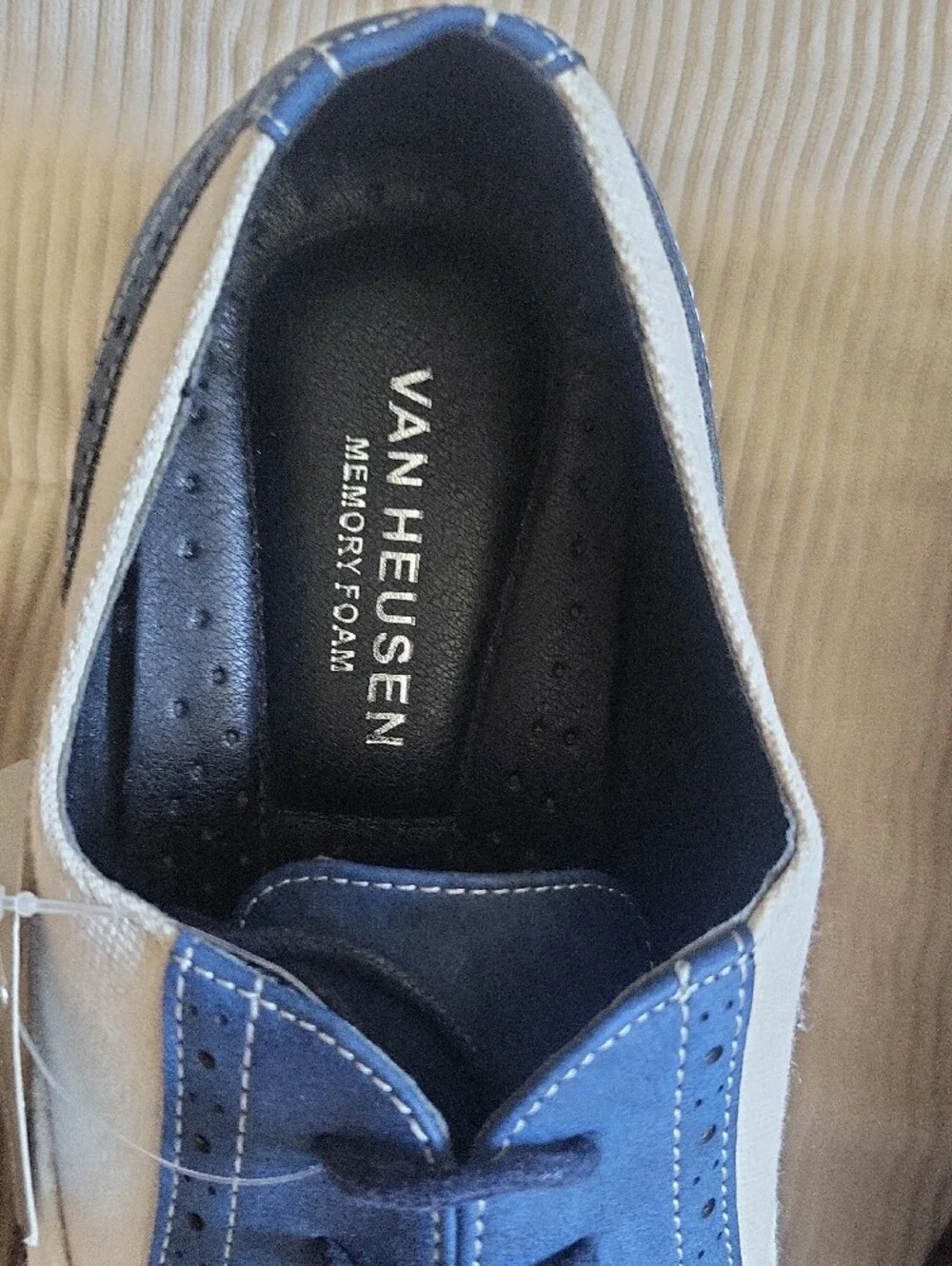 Van Heusen Two-Tone Navy and White Wingtip Oxfords